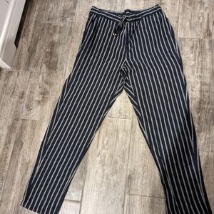 Blue and gray strip dress pants